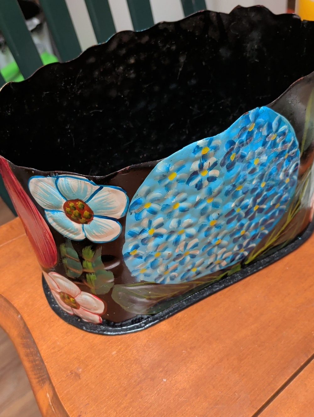 Hosley Hand Painted Metal Planter